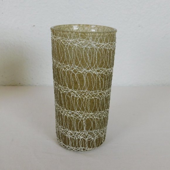 Spaghetti String Glasses Tumblers 3 Vintage Set Mid Century Rubber Drinking Cups - Picture 3 of 9